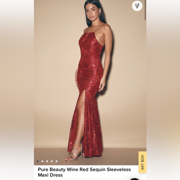 NWT Pure Beauty Wine Red Sequin Sleeveless Maxi Dress - Picture 2 of 5